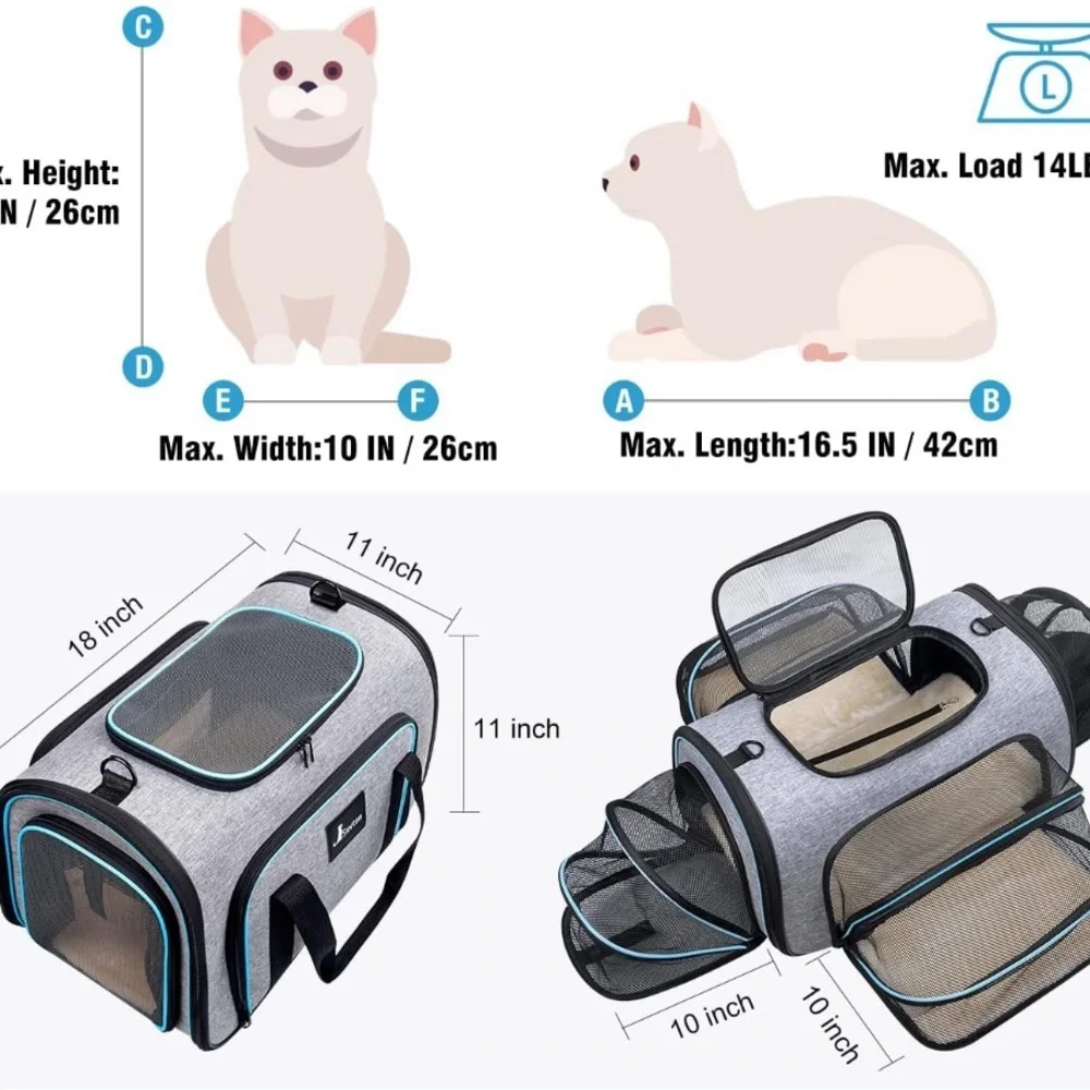 Pet Travel Carrier Airline Approved Dog / Cat Siivton Pet Carrier Soft Sided